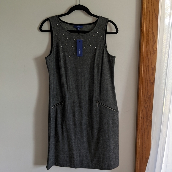 NWT Apt. 9 Women's Pearls Beaded Scoop Neck Sleeveless Midi Sheath Dress Size M - Picture 8 of 9